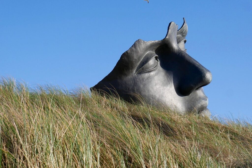 face, work of art, image, art, quiet, sculpture, zen, calm, grass, dune, blue sky, nature, peace, meditation, to calm down, sculpture, sculpture, zen, zen, zen, zen, meditation, meditation, meditation, meditation, meditation