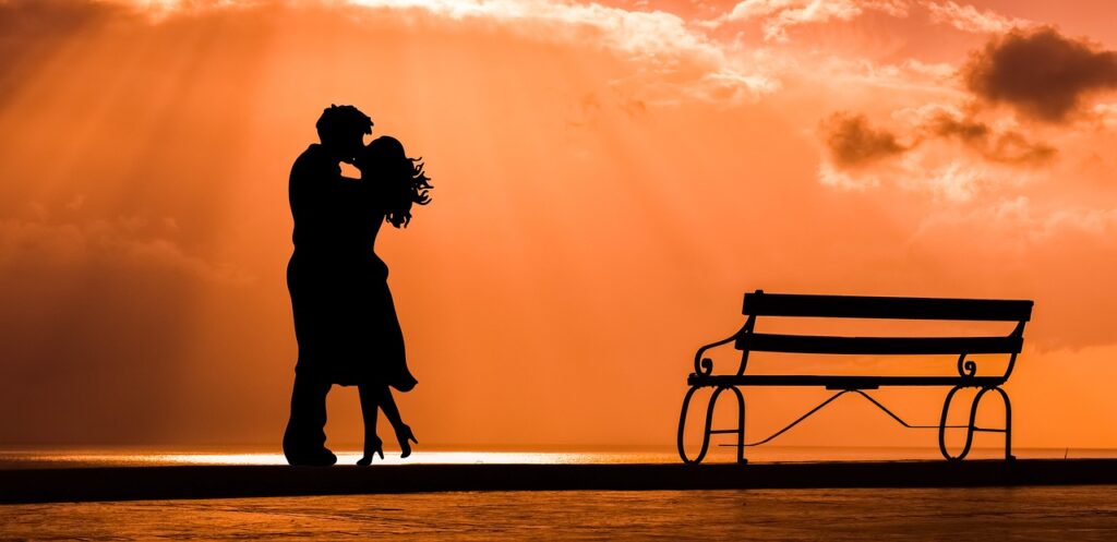 couple, romance, love, kiss, lovers, bench, sunset, dusk, nature, sky, silhouettes, orange nature, orange love, orange sky, orange sunset, orange kiss, orange natural, couple, couple, couple, romance, love, love, love, love, love, lovers